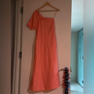 COS One-Shoulder Dress in Coral